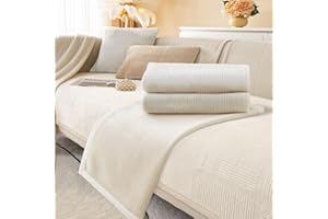 BXAEYIPOR Housse de Canapé Universelle, Texturée, Antidérapante, en Forme De L, pour Le Salon, Several Tailles, Beige