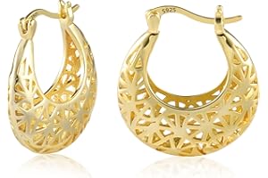 ALEXCRAFT Boucles d'oreilles Creoles Coeur Femme Argent 925 14K Or Plaqu Petite Creole