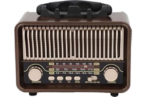 Jolliman Vintage Retro Radio AM/FM/SW, Small Portable Radio with Bluetooth 5.0 Speaker 7W, Rechargeable Battery & Mains Powered, Classic Radio with USB/TF/AUX Input, Loud Speaker for Home & Office