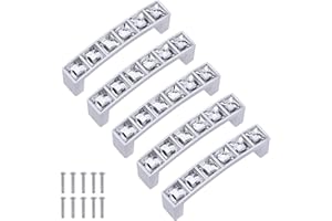 TsunNee 6 błyszczących kryształowych uchwytów do szafek, uchwyty do szuflad z kryształami górskimi, nowoczesne uchwyty do szuflad do szafek, uchwyty do drzwi mebli, 64 mm, odległość otworu 64 mm