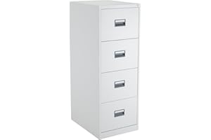 Office Hippo Heavy Duty Steel Filing Cabinet, 4 Drawer Filing Cabinet, Fully Welded Construction with 40kg Drawer Tolerance, Lockable Office Storage, 7 Year Guarantee, White