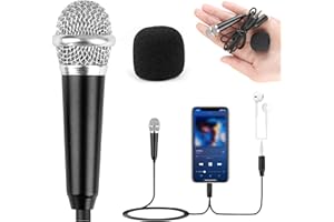 MSKS Mini Microphone, Portable Tiny Microphone,With 3.5 mm Universal Cable,Metal Wired Mini Portable HandheldMicrophone, for Mobile Phone Laptop Notebook（Black）