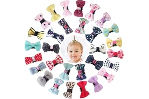 Mini Pinces à Cheveux, 30PCS Barrette Nœuds Cheveux Fins en Ruban Gros-Grain pour Bébés/Fille/Nouveau-Né