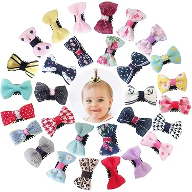 5 Barrettes Bébé Anti-Dérapantes - Mini Noeuds Papillon Pour Cheveux Fins - Filles 0-36 Mois