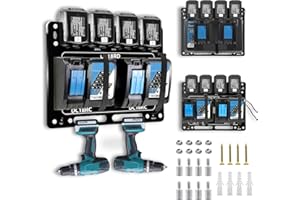 HKSOD Wandhalterung für Makita Akkus (18V & 14,4V) - Bis zu 4 Akkus & 2 Ladegeräte, Robuster für Makita Akku Halterung für Werkstatt und Garage