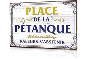 Putuo Decor Plaque Métallique Place de la Pétanque, Panneau Vintage en Aluminium pour Jardin et Terrasse, 30x20 cm