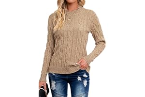 Breampot Women Cable Knit Jumper Casual Basic Long Sleeve Pullover Sweater Tops