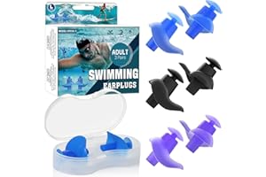 Hearprotek Swimming Ear Plugs for Adults, 3 Pairs Waterproof Silicone Ear Plugs, Ear Protection for Swimmer, Showering, Surfing and Other Water Sports(Blue/Purple/Black)