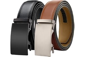 Chaberlu Automatik gürtel herren 2 Stücke, Ledergürtel Ratsche Automatikschließe Business Anzug Gürtel Verstellbarer Leder Gürtel für, Breit 35mm Breit mit Geschenkbox