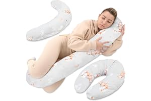 Totsy Baby Cuscino allattamento e gravidanza 190cm – Guanciale laterale corpo per dormire sul fianco Supporto perfetto per il riposo e il relax Ideale per maternità e futuro mamme Forma a C Oeko-Tex
