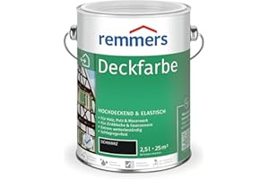 Remmers Deckfarbe schwarz, 2,5 Liter, Deckfarbe für innen und außen, Wetterschutzfarbe viele Untergründe, hochdeckend, wetterfest