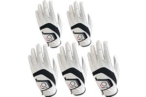 FINGER TEN Guanti da golf da uomo per mano sinistra e destra, in pelle cabretta, confezione multipla per tutte le stagioni, morbidi, 5 pezzi, guanti da golf da uomo per destrorsi e mancini