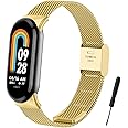 BDIG Replacement Strap for Xiaomi Smart Band 9/8 - Stainless Steel with Adjustable Buckle - Gold
