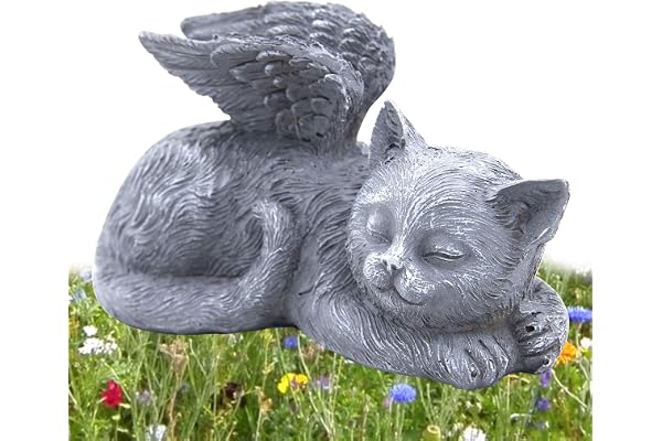 Statue Commémorative pour Animaux de Compagnie, Chat Ange, Mémorial Weatherproof Resin Décoration de Jardin (11,7 x 6,1 x 5,8 cm)