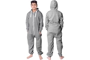 NOROZE Onesie Jumpsuit Weihnachts-Pyjama für Jungen Einteiler einfarbig Fleece-Einteiler mit Kapuze für Mädchen Schlafanzug Overall für Kinder Unisex UK-Größen 5–13 Jahre