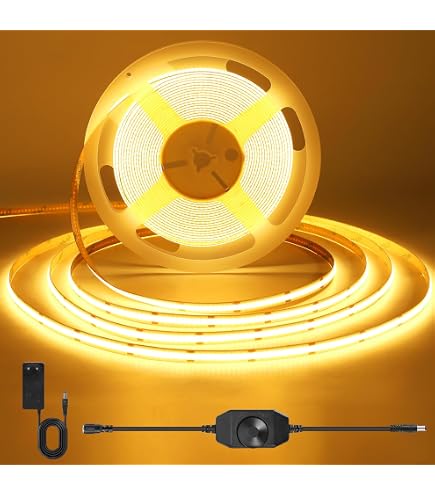 COB LED Streifen Funk-Set, 2m Warmweiß – Inkl. Netzteil & Fernbedienung, Homogenes Lichtband