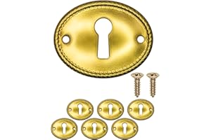 FUXXER 6 targhette per chiavi antiche, rosette, design vintage, in ottone, 37 x 29 mm, ovale, oro