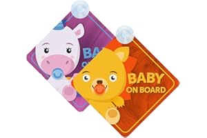 MYBABYONBOARD UK Baby on Board Sign Unicorn/Lion Twin Pack for Car, 2pcs Kids Safety Warning with Suction Cups