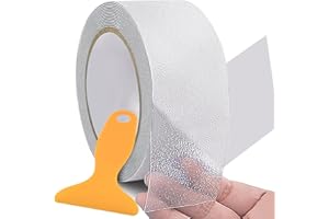 TANGHSE 50mm x 10m Transparent Anti Slip Grip Tape, Stair Safety Non Slip Strong Textured Adhesive PVC Tape, Long Track Self Adhesive Non-Slip Tape for Indoor and Outdoor Steps Safety Walk Tape (A)