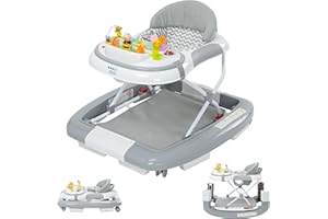 ib style 5in1 Lauflernhilfe, Gehfrei, Schaukelfunktion Licht & Melodie, Babywalker für Babys ab 6 Monate, Wave, Grau