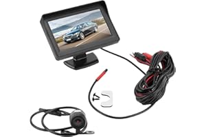 HAYAGIVE Reversing Camera, bluesees Universal 4.3" Parking Mirror Monitor Car LCD Mirror Monitor with Waterproof Night Vision Parking Reversing Camera Kit For Hatchback, SUV, Lorry, Van, MPV, Cargo Van