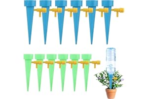 FLOWERUN 12 Stück Bewässerungssystem für Pflanzen, Automatische Bewässerung mit Einstellbarem Ventil, Tropfbewässerung für Blumentöpfe, Balkon, Garten, Kompatibel mit Plastikflaschen (Farbmix)