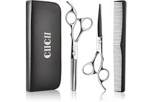 CIICII Tijeras Peluqueria Profesional, 8Pcs Tijeras Barbero de Cortar/Tijeras Entresacar Peluqueria/Tijera Cortar Pelo (6.7 Pulgadas/Plateado) Tijera para el Cabello para Peluquero y Salón de Corte