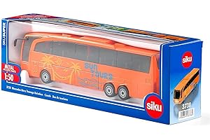 Siku 3738, Autokar Mercedes-Benz Travego, 1:50, Metal,Tworzywo sztuczne, Pomarańczowy, Otwierane drzwi i klapa
