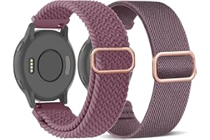 TUCOMO Pleciony elastyczny nylonowy pasek do zegarka Garmin Vivoactive 4S, Venu 2S, Venu 3S, Vivomove 3S, Forerunner 255S, Forerunner 265S, dla kobiet i mężczyzn, 18 mm, elastyczny, z tkaniny, 2 szt.