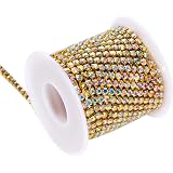 BLINGINBOX Rhinestones Chain 10 Yards SS16/4mm High Quality Crystal AB Glass Sew On Rhinestones Cup Chain with Gold Bottom Se