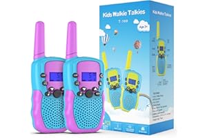 Kearui Kids Walkie Talkies 2Pack, Walkie Talkie for Kids 8 Channels 2 Way Radio with LED Flashlight and LCD Screen, Toys for 3 4 5 6 7 8 Years Boys & Girls Adventures, Camping, Hiking (Blue-Purple)