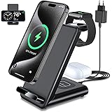 Caricatore wireless 3 in 1 Per iPhone 15 Pro Max/15 Pro/15 Plus/15/14 Pro Max/14 Plus/14/13/12/11 Pro/Pro Max/X/8, Ricarica W