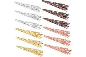 ULDIGI 60pcs Trumpet Flower Holder Spacer Beads for Making Bracelet Hollow Bead Caps Spacers Petal Spacer Bead Filigree Beads Caps Bead Cones Charms Style Cone Bali Island Jewelry Metal