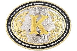 STARBRILLIANT Western Belt Buckle for Men Large Cowboy Belt Buckle Initial Cowboy Rodeo Belt Buckle Gold with Letters ABCDGL to Z