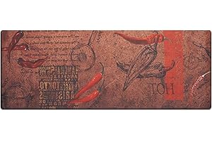 ‎RECYCO RECYCO Küchenläufer Küchenmatte PVC 44x120cm 8mm dick rutschfest Wasserdicht Pflegeleicht,Anti-Müdigkeit Küchenteppich (Chili Rot Still)