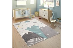 Paco Home Tappeto Bambini Cameretta Pastello 3D Motivo Di Montagne Moderno, Dimensione:200x290 cm
