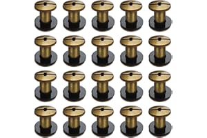 SHSMPXOY 20 Kits Vis Chicago Screws,M5*8mm Vis de Livre,Rivet a Visser de remplacement en métal pour sacs, livres, colliers, sacs à dos, laisses de chien, laisses (Bronze)