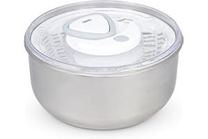 Zyliss Easy Spin 2 Salad Spinner, Large 6L Capacity, Stainless Steel, Serving Bowl, Retractable Cord and Brake System/Easy Cleaning, Dishwasher Safe