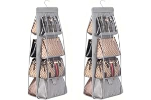 LNGJIN 2 pezzi Borsa Organizzatore Armadio,Porta Borse Organizer Armadio,Organizzatore Tessuto da Porta,Traspiranti Organizzatore Borsa Armadio,Portaborsa Armadio,Scaffale da appendere a 8 scomparti（grigio ）