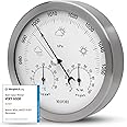MAVORI® Weather Station Analogue - 3 in1 barometer indoor, Hygrometer & Thermometer - weather barometer indoor and barometer outdoor - Ø 13,5cm Stainless Steel Frame in modern design