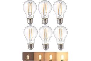 EDISHINE 6 Pack E27 Dimmable LED Edison Bulbs, E27 LED Bulbs Large Edison Screw, 6.5W 2700K Warm White, Flicker Free Energy Saving for Chandelier, Table Lamp