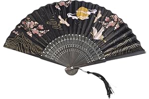 GFM® Bamboo and Silk Handheld Folding Chinese Hand Fan Fans for Summer, Wedding, Party Favour (FLSLK-CH-99)