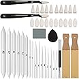 N NOROCME 43 PCS Blending Stumps and Tortillions Paper Art Blenders Sketch Drawing Tools with Sketch Wipe Scrapers,Rub Sponge,Kneaded Eraser and Sandpaper Sharpeners