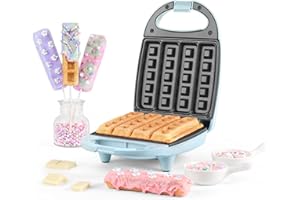 Giles & Posner EK5419NGSBL Stick Waffle Maker – Mini Belgian Waffle Maker with Non-Stick Plates for Easy Cleaning, Non-Slip Feet, 3 Min Preheat Time, Power/Ready Indicator Lights, Pastel Blue, 520W