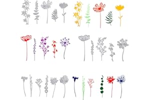 IOPYKKOA 17 fustelle in metallo con fiori selvatici 3D, fustellatura a forma di fiore, goffratura, scrapbooking, taglio stencil, petali, goffratura