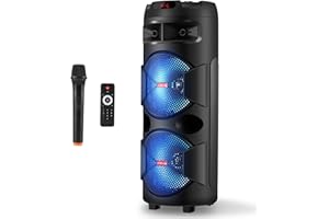 ZYMY Large Bluetooth Speaker with Karaoke Machine for Adults- 40W(500W Peak) 12-inch Party Speaker, Wireless Mic, MIC.PRI, TWS, Remote, Portable PA System for Outdoor Events
