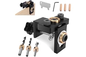 TOWWOO Gabarit de Percage Bois, 8/10/15 mm Gabarit de Trou de Poche, Localisateur de Perforateur, Kit de Perforateur, Gabarits pour Outils électriques, Gabarit de Goujon Avec Clip de Positionnement