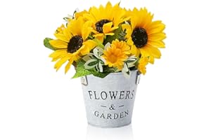 METODIM Künstliche Blumen, Sonnenblume Künstliche Pflanzen im Topf, Dekoblumen Kunstpflanze, Indoor Outdoor Fälschung Grünes Pflanzen Tischdeko Hochzeit Wohnzimmer Balkon Deko Schlafzimmer Geschenk