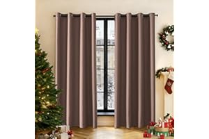 Ystyle Tende Oscuranti per Interni 2 Pezzi, 140x300cm, Tende Camera da Letto Moderne con Anelli, Tende da Esterno Impermeabile, Tenda Termica Isolante Freddo per Soggiorno Cameretta, Marrone