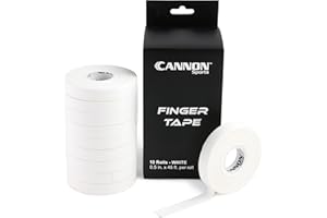Cannon Sports 10 Pack Athletic Finger Tape - 0.5 Inch x 45 Feet Each Roll - Extra Strong Adhesive for Rock Climbing, Jiu-Jitsu, Wrestling, Martial Arts, Weight Training, Volleyball (White, 10 Pack)